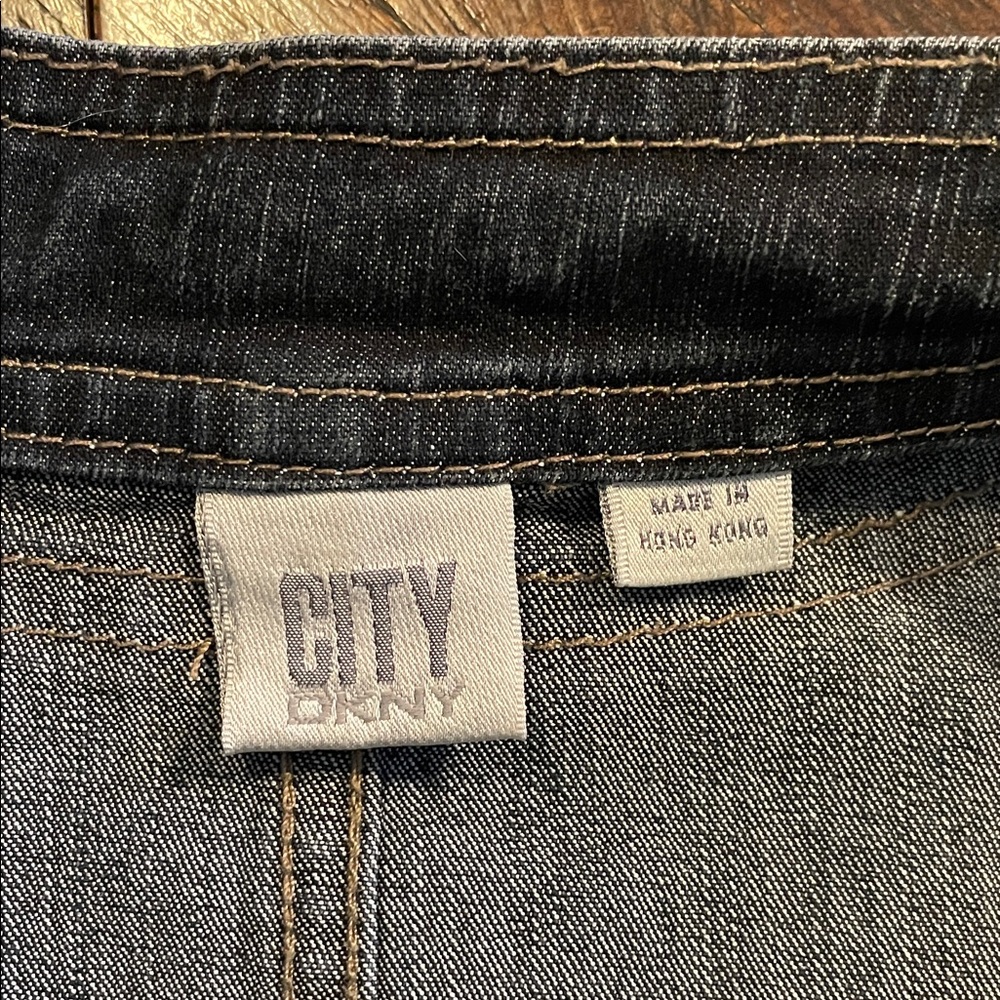 DKNY Dark Denim Jacket with Zipper Details - Picture 4 of 6